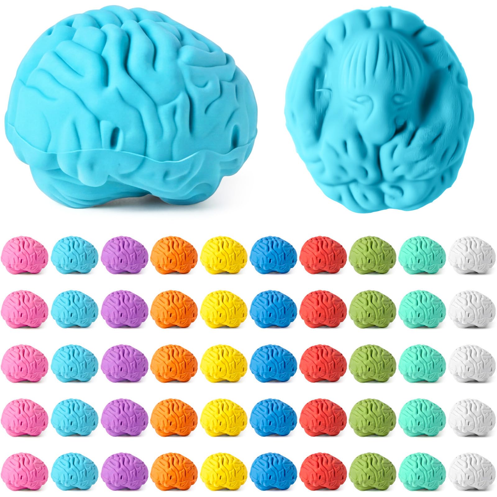 Gilprop Brain Shaped Erasers Bulk 1 Inch Mini Back to School Erasers First Day of School Party Favors Fun Classroom Supplies Cute Novelty Gifts for Students Teacher Must Haves(50 Pcs,Classic Colors)