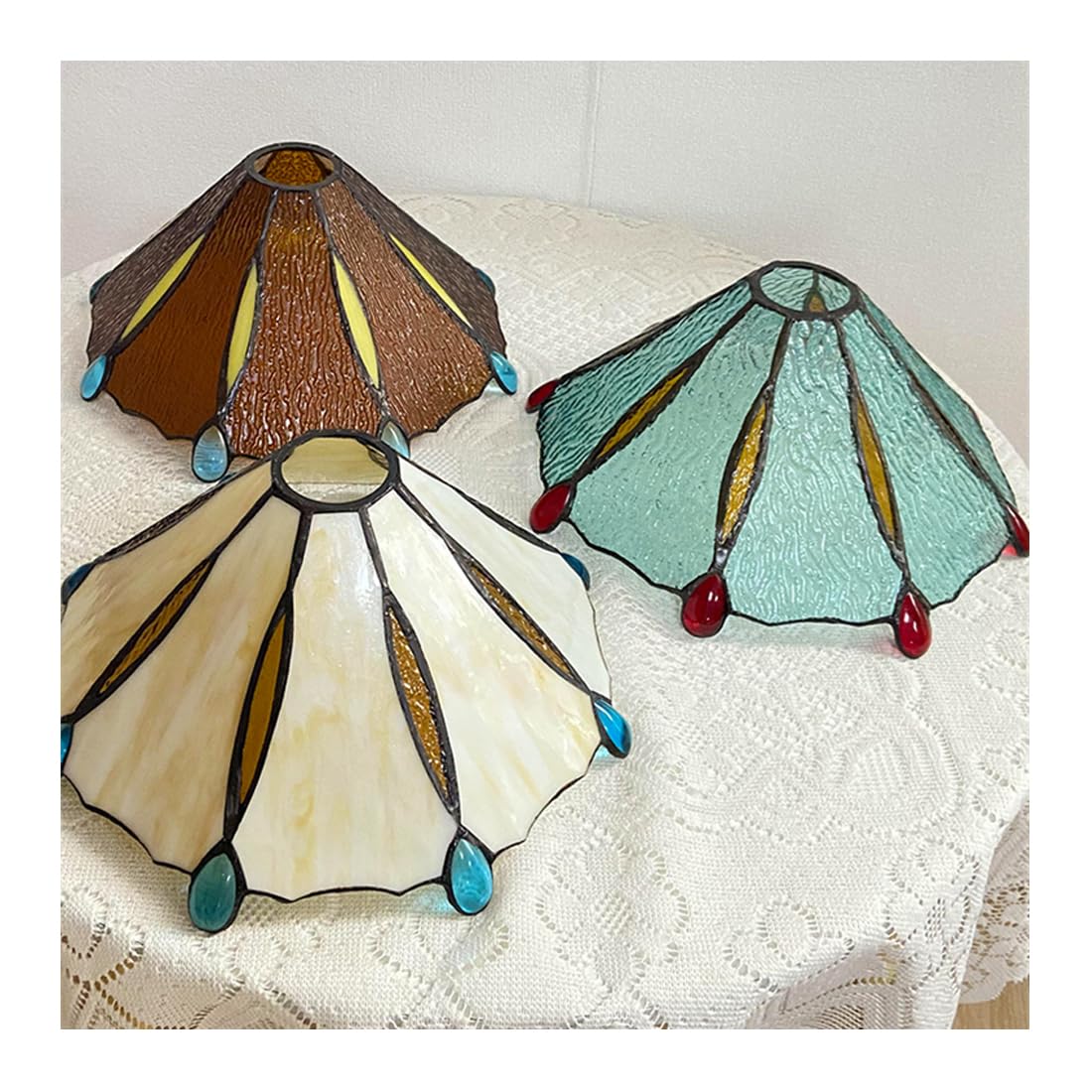 SKIVTGLAMP Adjustable Height Rechargeable Battery Operated Pendant Light, Remote Control, 4Ft Cord, Timer, Copper Socket Tiffany Glass White Shade Chandeliers for Courtyard Nightstand