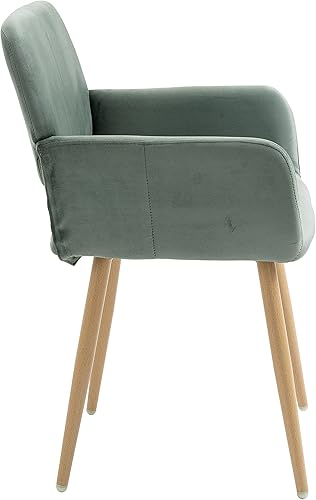 Miniatura 6 de HomVent Silla de escritorio de maquillaje, silla de tocador, moderna silla de oficina en casa con brazos y pintura de madera, patas de metal para