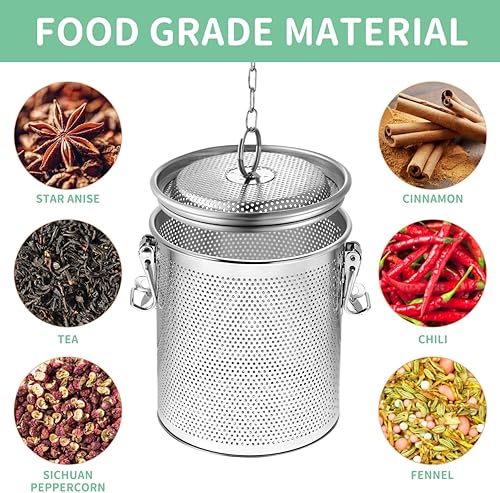 Miniatura 5 de Yardwe Bola de especias de acero inoxidable, colador de té de malla fina, infusor de té de acero inoxidable con gancho de cadena extendido para