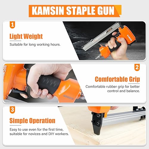 Miniatura 3 de #8016K - Grapadora de alambre fino para tapicería de calibre 21, grapas de corona de 1/2 pulgadas, pistola de grapas de tapicería eléctrica de 1/4 a