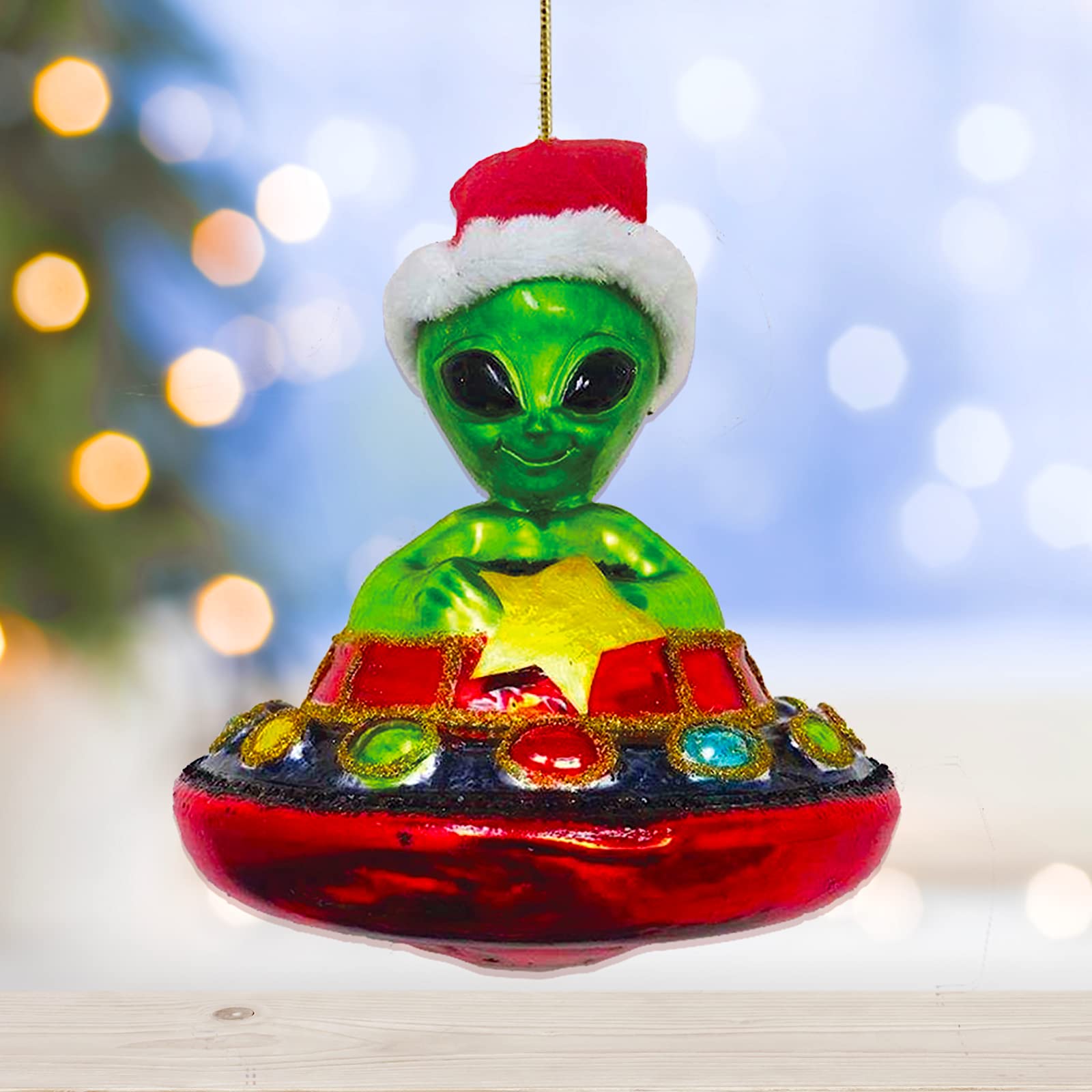 Amazon.co.jp: エイリアンとUFO ガラス製クリスマスオーナメント