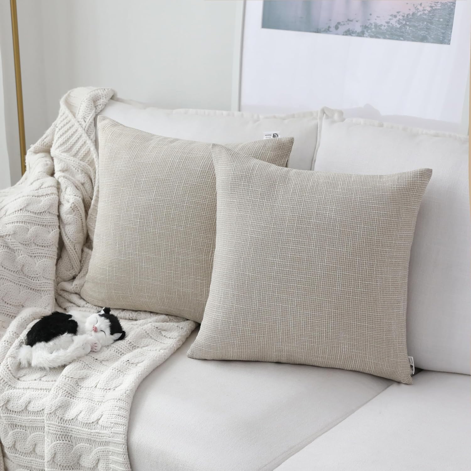 Amazon.co.jp: Kevin Textile 装飾2トーンリネンクッションカバー 2枚