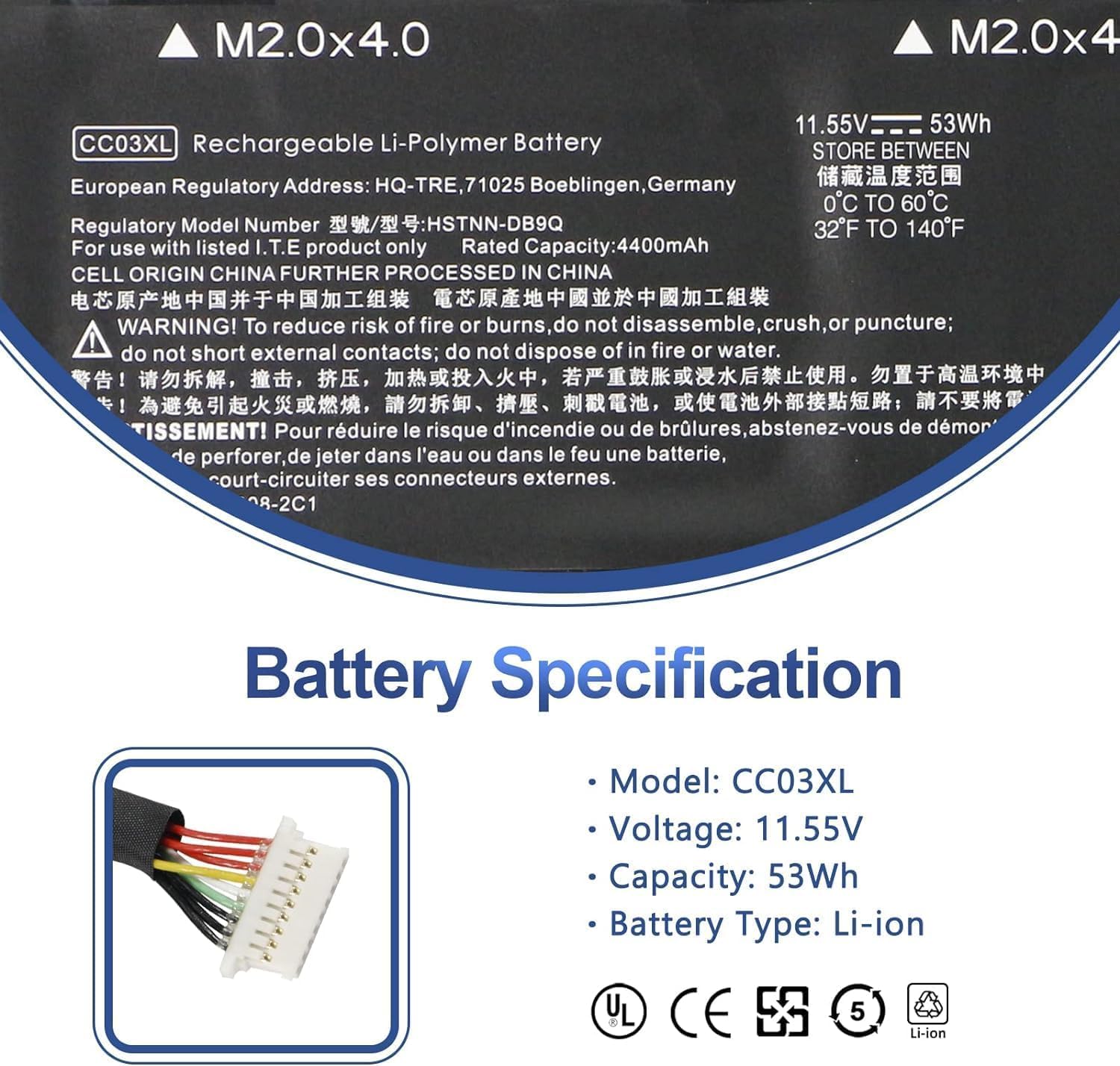 ANTIEE 53Wh CC03XL Batteria Compatibile with HP ZBook Firefly 14 G7 G8, EliteBook 830 835 840 845 G7 G8 Probook 635 Aero G7 G8 Series HSTNN-DB9Q L77608-2C1 L77608-421 L785555 5-005 CC03053XL-PL