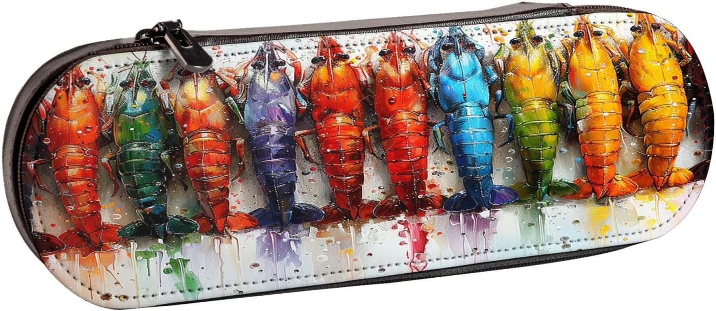 Colorful skin shrimp Leather Multi Slot Pen Storage Case