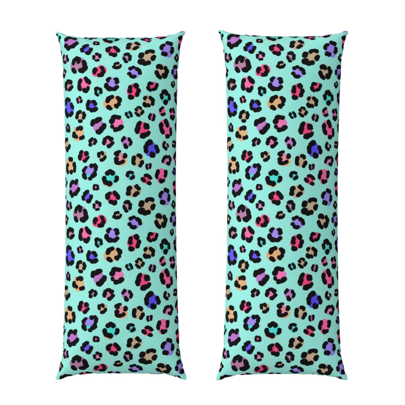Body Pillowcase 20x54, Animal Skin Colorful Cheetah Leopard Print Floral, Plush Velvet Pillow Cover with Zipper, Cozyffy Rectangular Cushion Case for Couch Bed Home Hotel