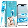 Easy@Home Basalthermometer Fruchtbarkeitsthermometer Ovulationstest zur Zykluskontrolle und Eisprung-Tracking mit Premom APP Digitales Thermometer mit blauer Hintergrundbeleuchtung LCD-Anzeige
