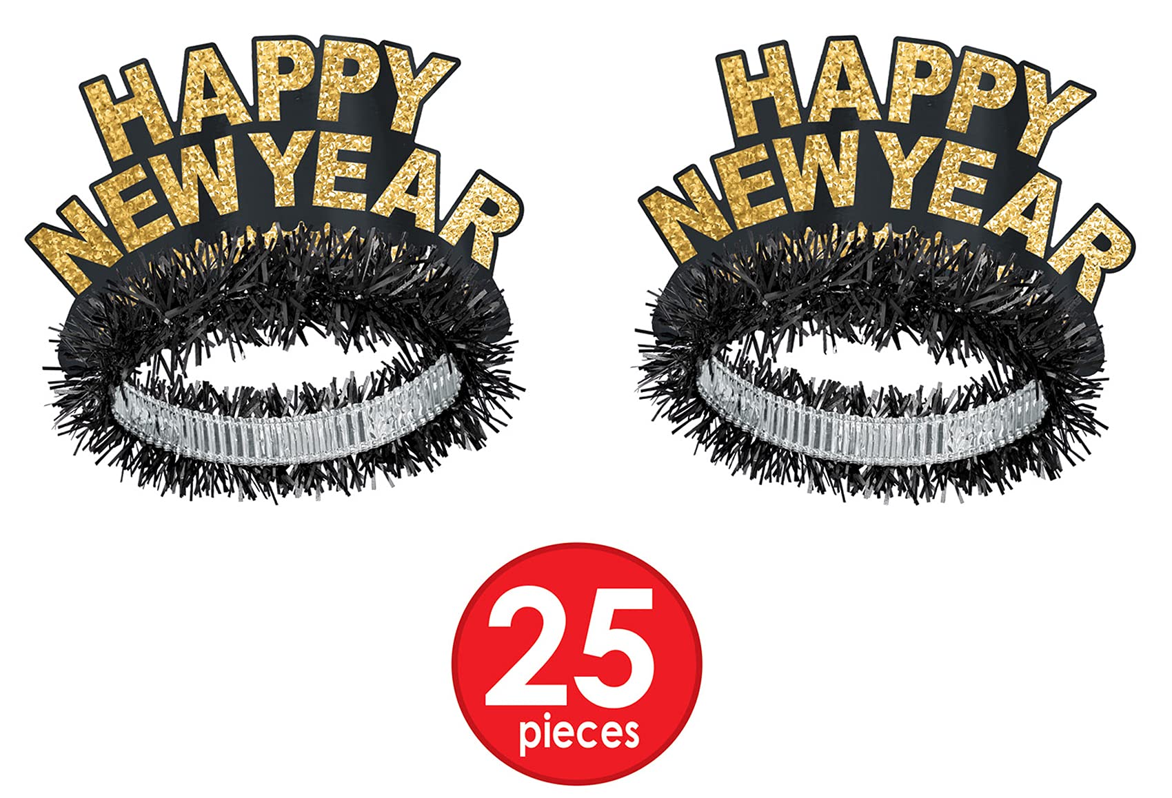 Beistle 88258-50 Manhattan Sortiment für 50 Personen Silvester Party Supplies Photo Booth Requisiten - Hüte, Tiaras, Noisemakers, Papier, schwarz/Gold