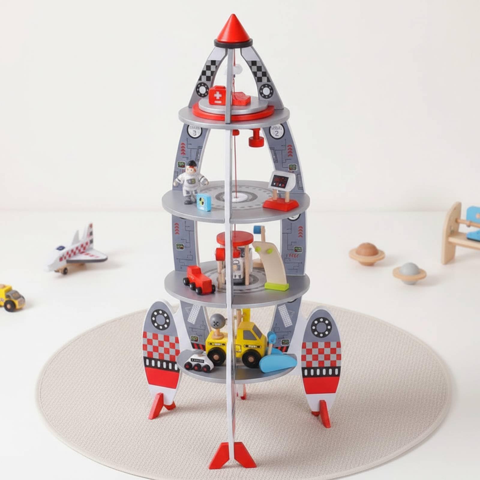 Modell Holz Raumfahrzeug Baukasten Spielzeug Bausatz Konstruktionsspielzeug mit Langlebiger Struktur Und Feinmotorikfördernder Funktion für Kinderzimmer Rollenspiel Lernen