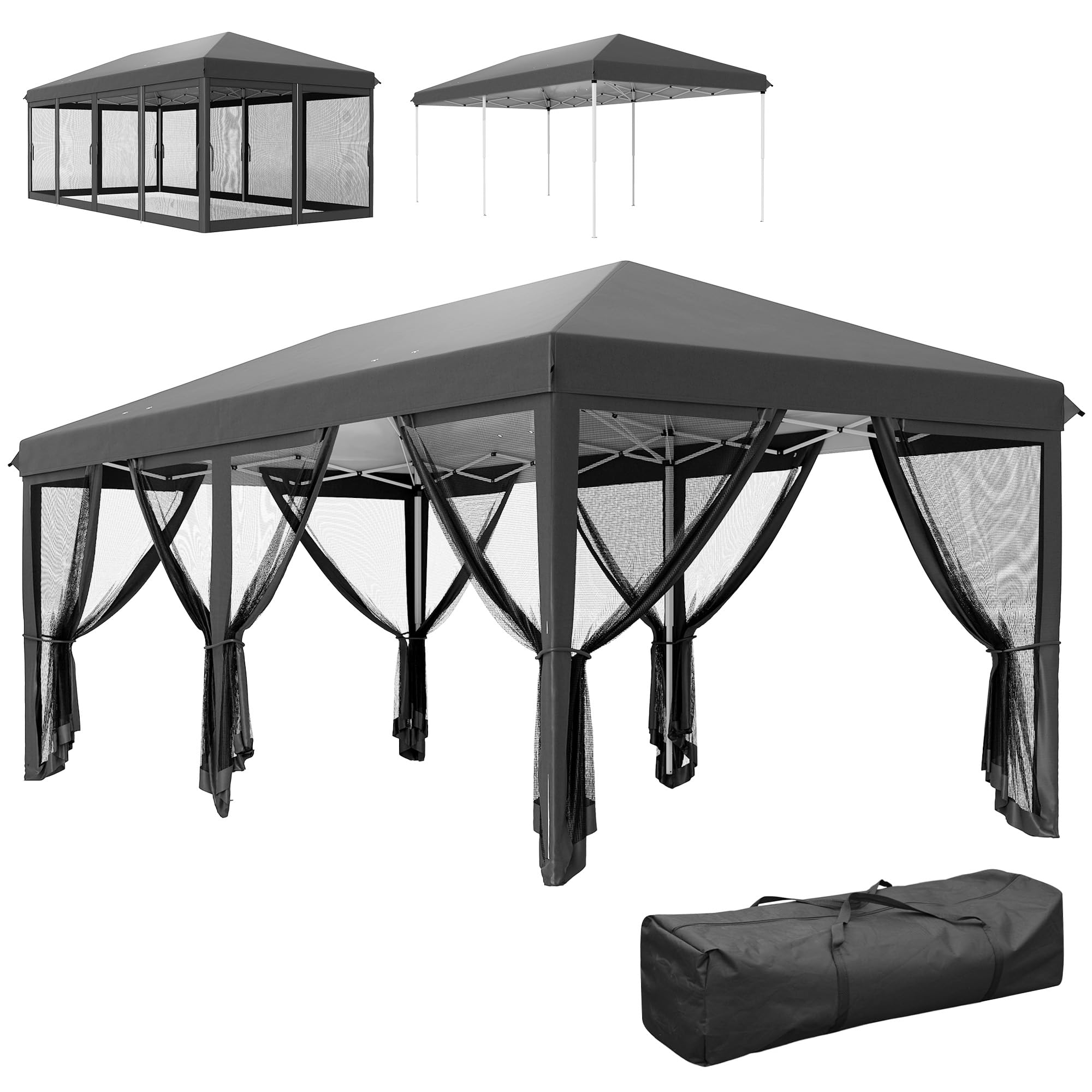 Outsunny 6 X 3(M) Pop Up Party Tent Canopy With 6 Removable Sidewalls Black from B&Q