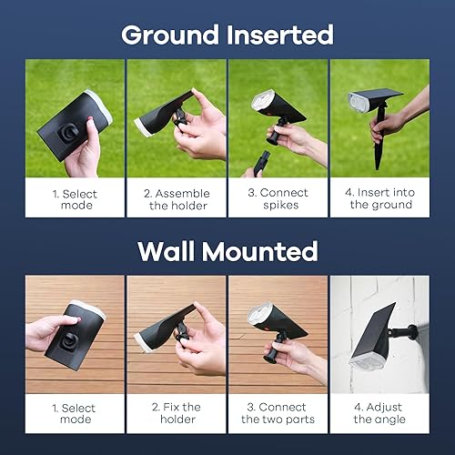 Miniatura 9 de Consciot Focos solares RGB para exteriores, 2 en 1 que cambian de color, luces solares impermeables IP67, iluminación exterior eficiente y duradera