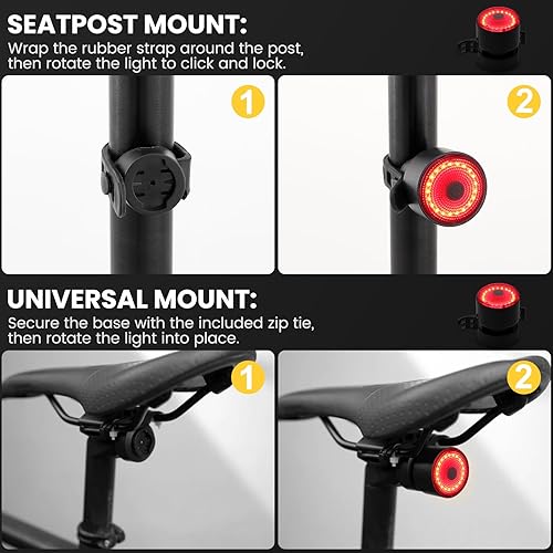 Miniatura 7 de Paquete de 2 luces para bicicleta, luz trasera de bicicleta ultra brillante para conducción nocturna y seguridad diurna, luz trasera de bicicleta