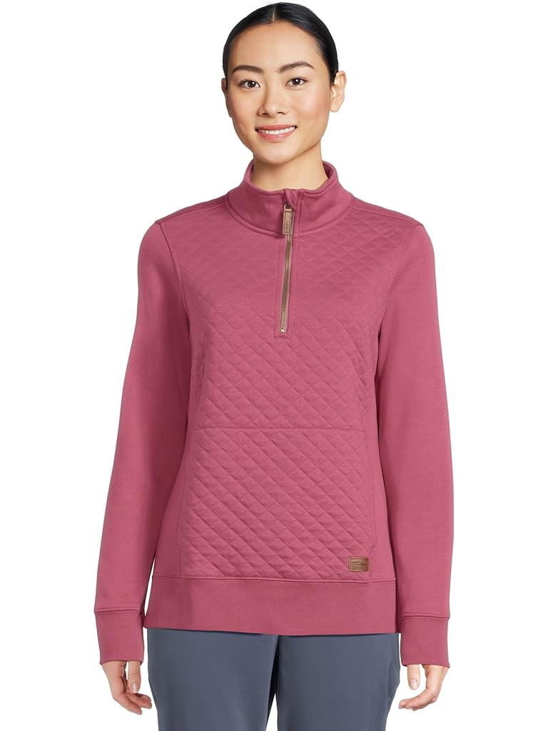 Pink L.L.Bean Quilted Sweatshirt 1/4 Zip Pullover Long Sleeve