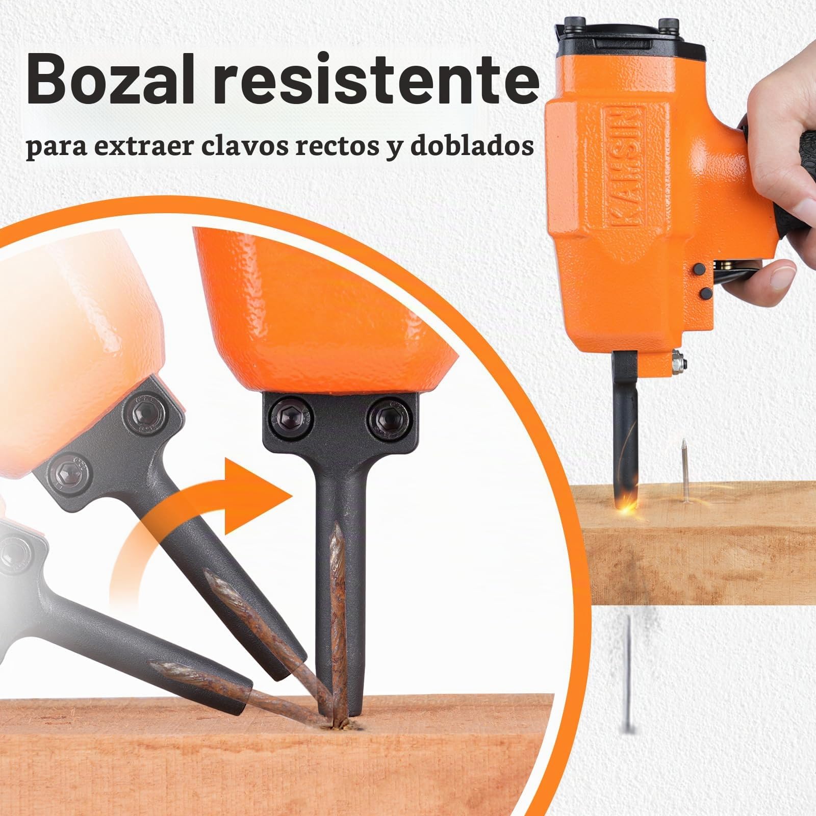 Kamsin KT38 Pistola Neumática para Extracción de Clavos, Clavadora Neumática de Impacto de Servicio Pesado, Pistola Removedora de Clavos para Desclavado y Reciclaje de Maderas