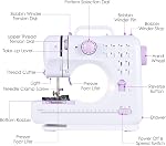 High-end Multifunctional Household Sewing Machine Adjustable 2-Speed 12 Stitches Foot Pedal LED Light with 172pcs Sewing Kit with Accessories Storage Leather Case for Beginners DIY Hand-made