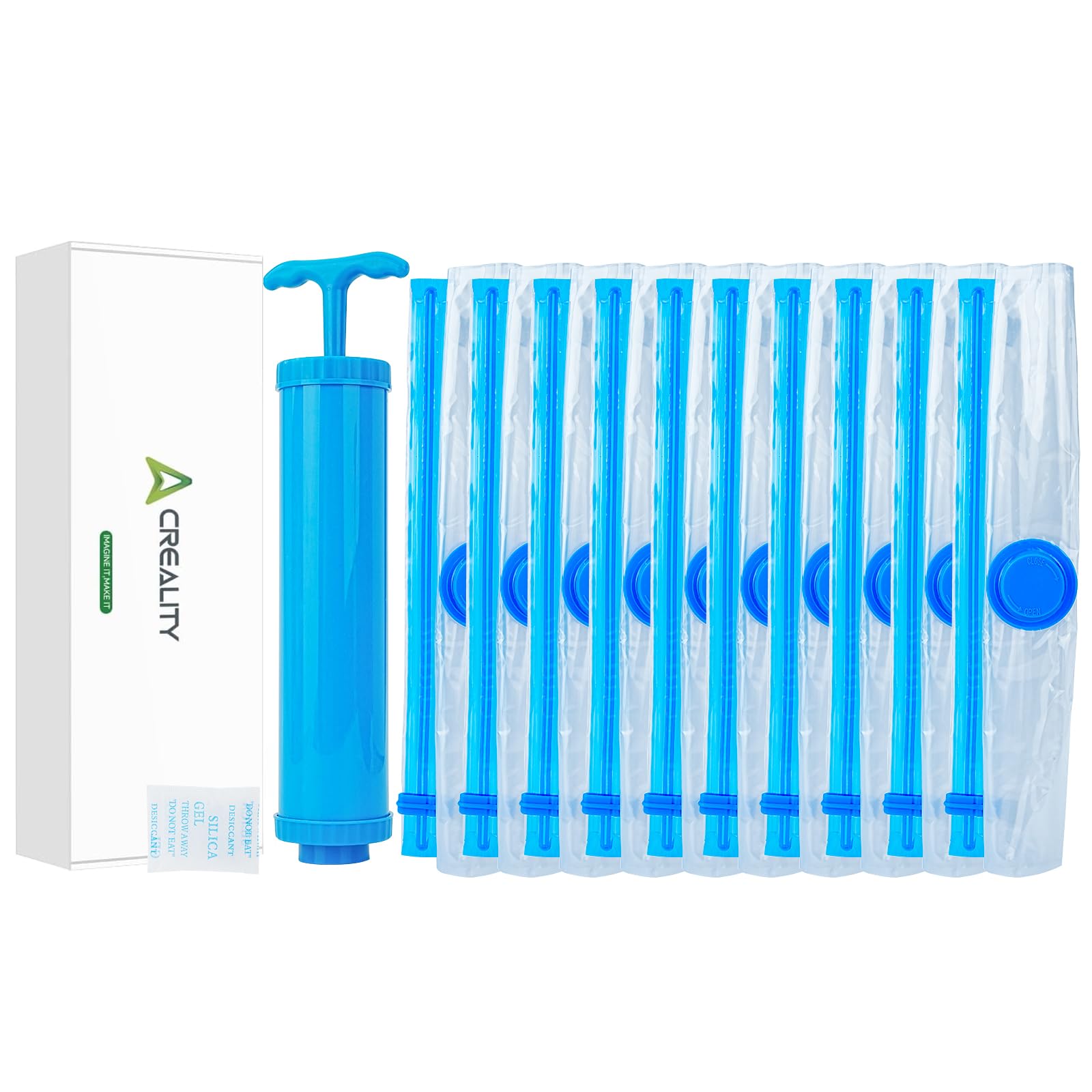 Creality 3D Printer Filament Storage 10 Storage Bags with Hand Pump, 15.75x15.75 inch, Premium Cleaning Drying Sealed, 3D Filament Dryer for 1kg 3D Printer Filament