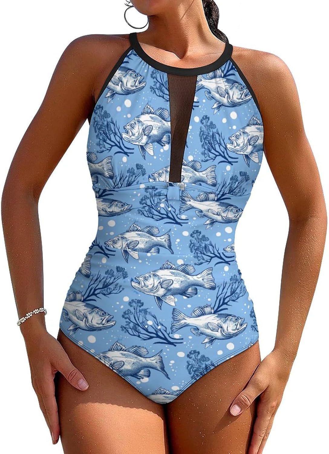 Adugen Origei Jellyfish Pattern Women's One-Piece Swimsuit Party Bathing Swimsuit Beach