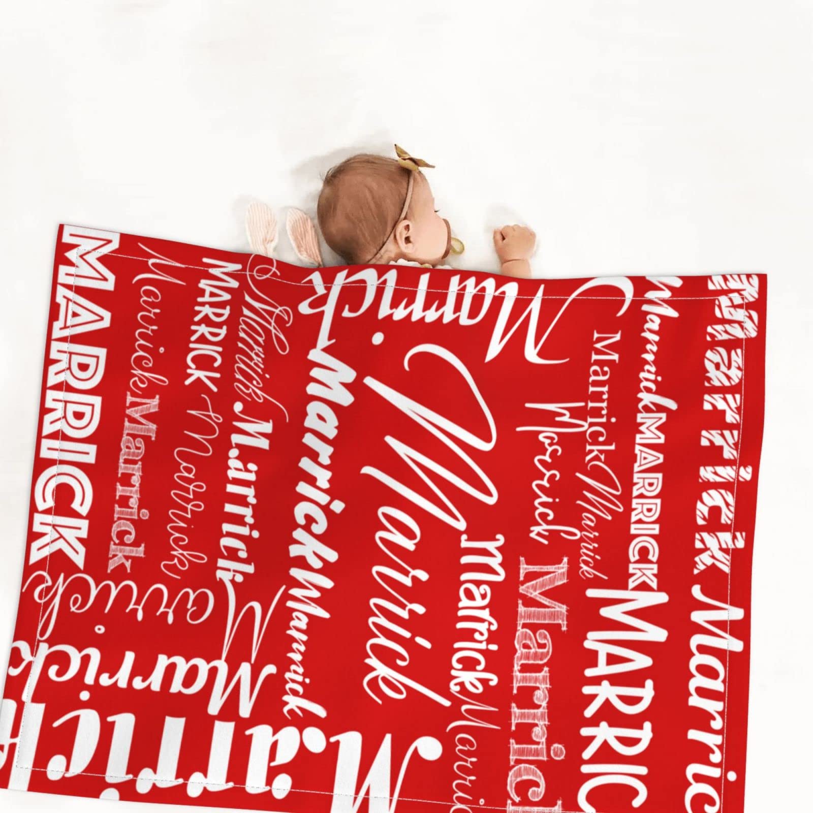 Sweewind Personalized Blanket for Kids Personalized Baby Blankets for Boys and Girl Custom Blanket for Baby Girls Boys Personalized Baby Blanket with Name Customized Personalized Baby Gifts (Red)