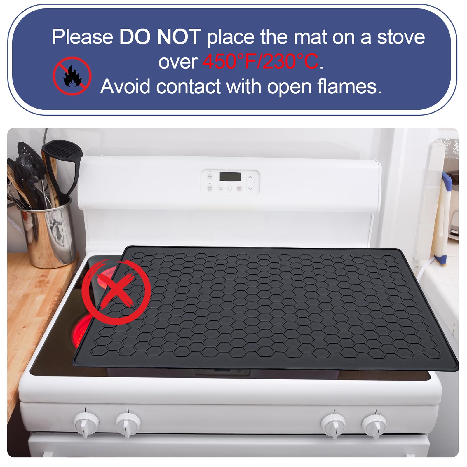 OKOLAY Silicone Stove Top Covers 28" X 20" Stovetop Cover Stove Mat Protector Silicone Dish Drying Mat XL For Kitchen