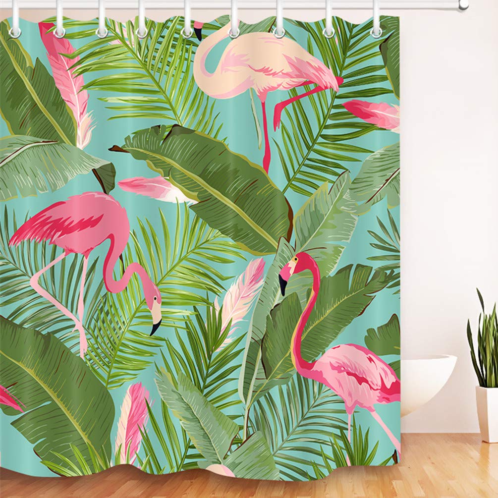 Frohe Weihnachten Duschvorhang Mit Rosa Flamingo & Geschenken – Weihnachtsdeko Fürs Badezimmer, 183x183 Cm