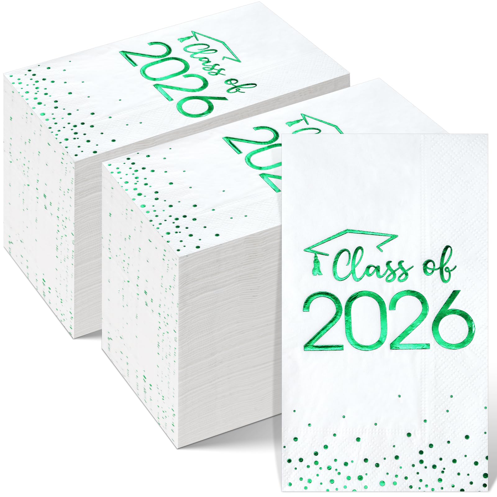 200pcs Class of 2026 Graduation Napkins, Disposable Congrats Grad Cocktail Napkins Foil Dot Paper Hand Towels for 2026 High School University College