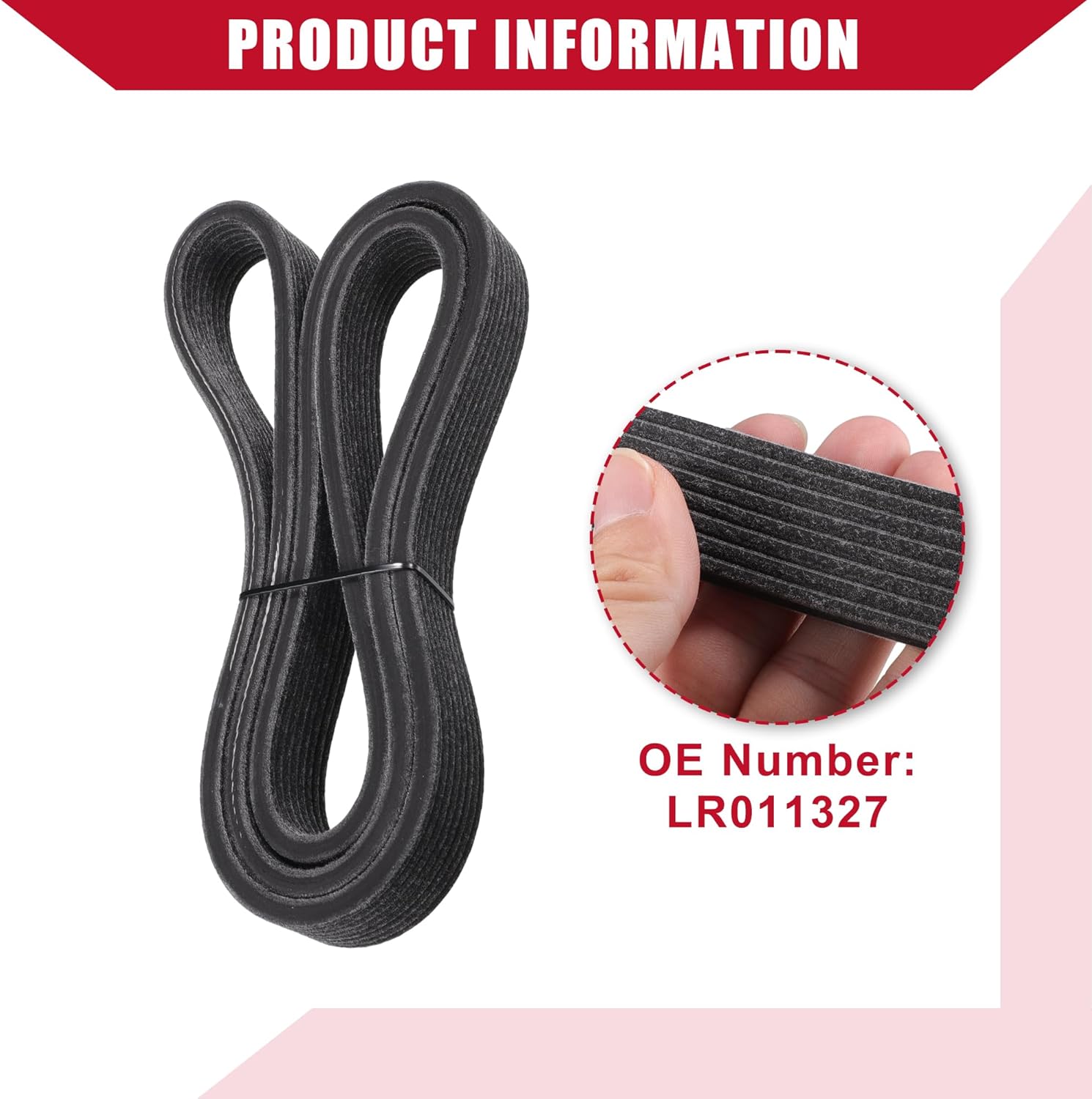 No.LR011327 Serpentine Belt for Land Rover LR4 2014-2016 / Inner Serpentine Drive V-Ribbed Belt/Durable EPDM / 1 Pcs Black