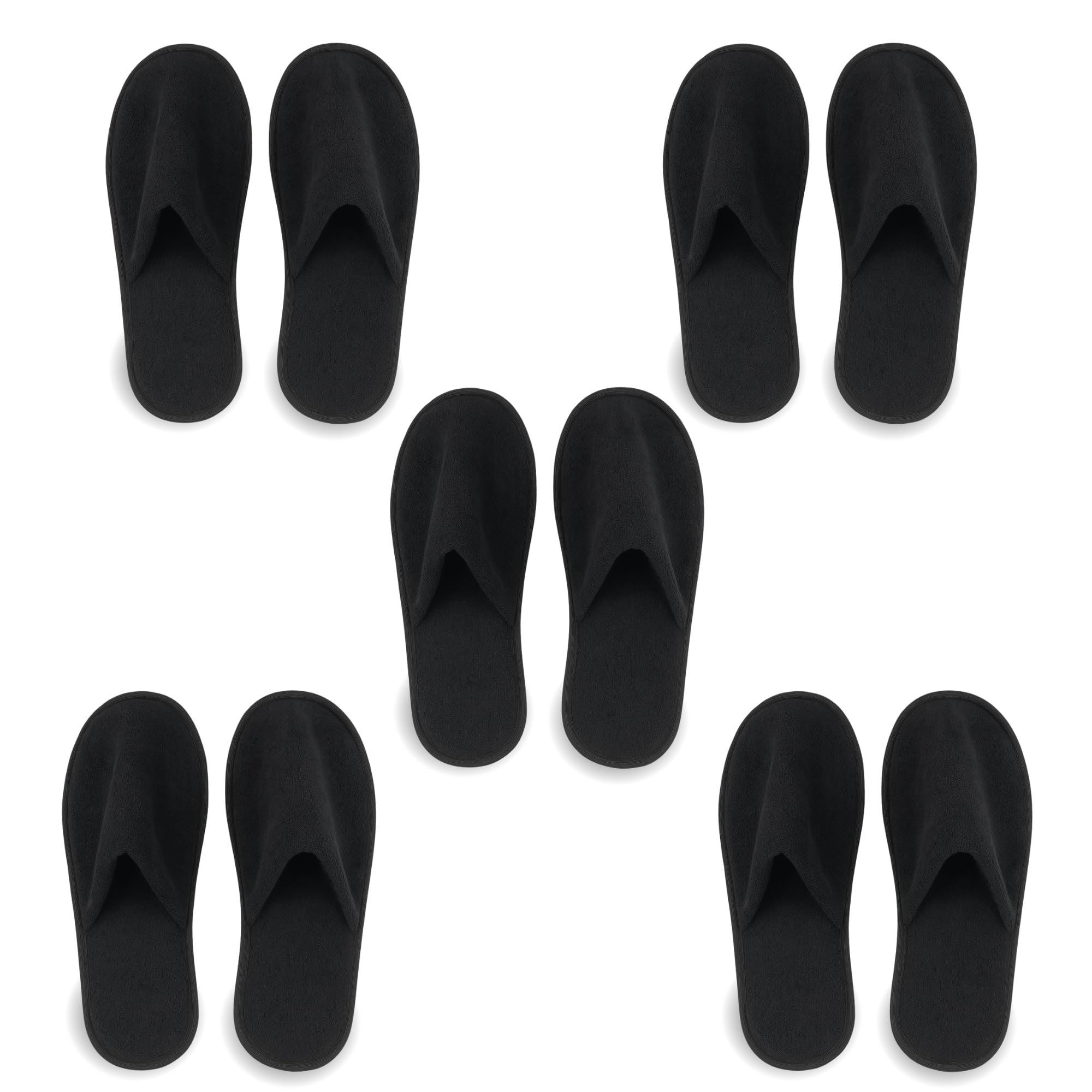 Caneco Black Disposable Guest Slippers for Men & Women – Soft Eco-Friendly Hotel & Spa Slippers for Travel, Home & Winter Use (Pack of 5 Pairs)-image-11