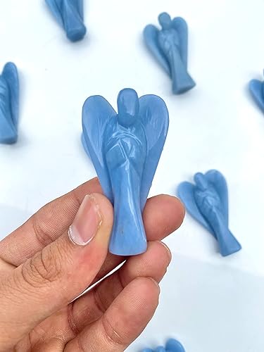 Miniatura 5 de A-One Angelita azul tallada a mano con piedras preciosas curativas de cristal de la guarda, piedra de bolsillo de Reiki para meditación, decoración