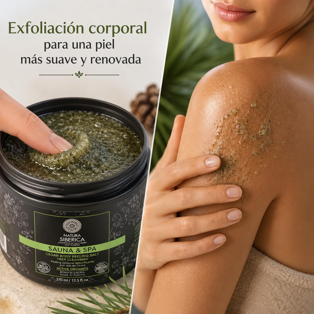 Natura Siberica Peeling z soli detoksu z ekstraktem z cedru, 1 opakowanie (1 x 370 ml)