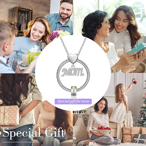 Miniatura 6 de Wendy Made Personalized Mom Necklace for Women with 1-5 Names for Mom Gifts Custom Mama Gifts Mother Daughter Necklace with Birthstone for Women