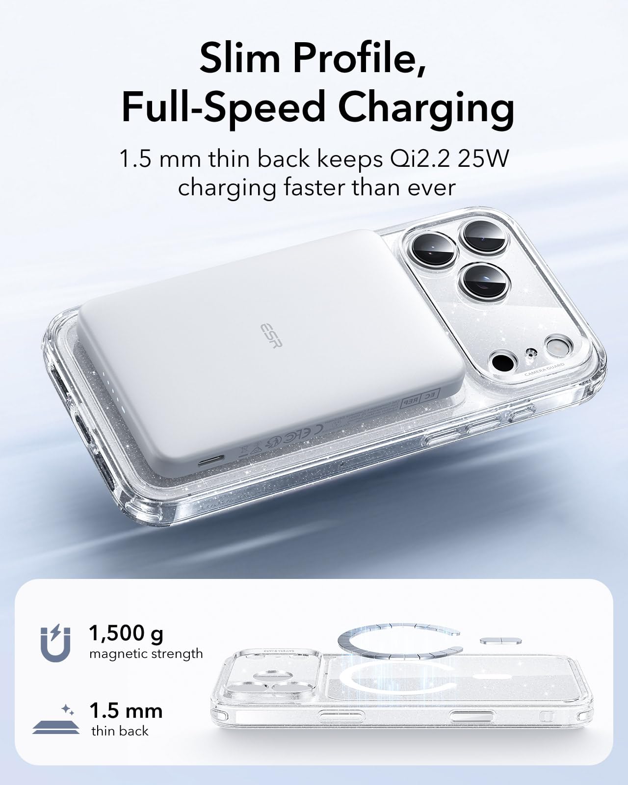 ESR Cover per iPhone 17 Pro Max, Custodia per controllo della fotocamera, Compatibile con MagSafe, Protezione antiurto di livello militare, Angoli Air Guard ammortizzanti, Glitterato