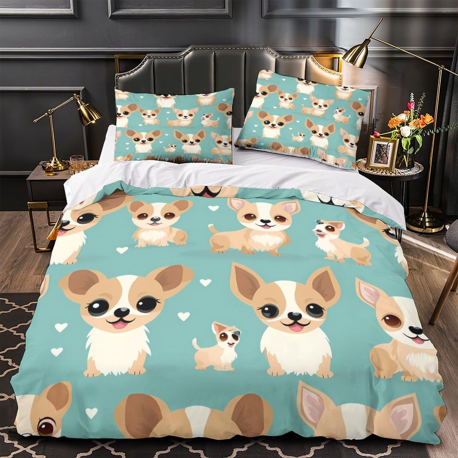 Parure de lit 200x200 poussin mignon et housse de couette microfibre ultra douce