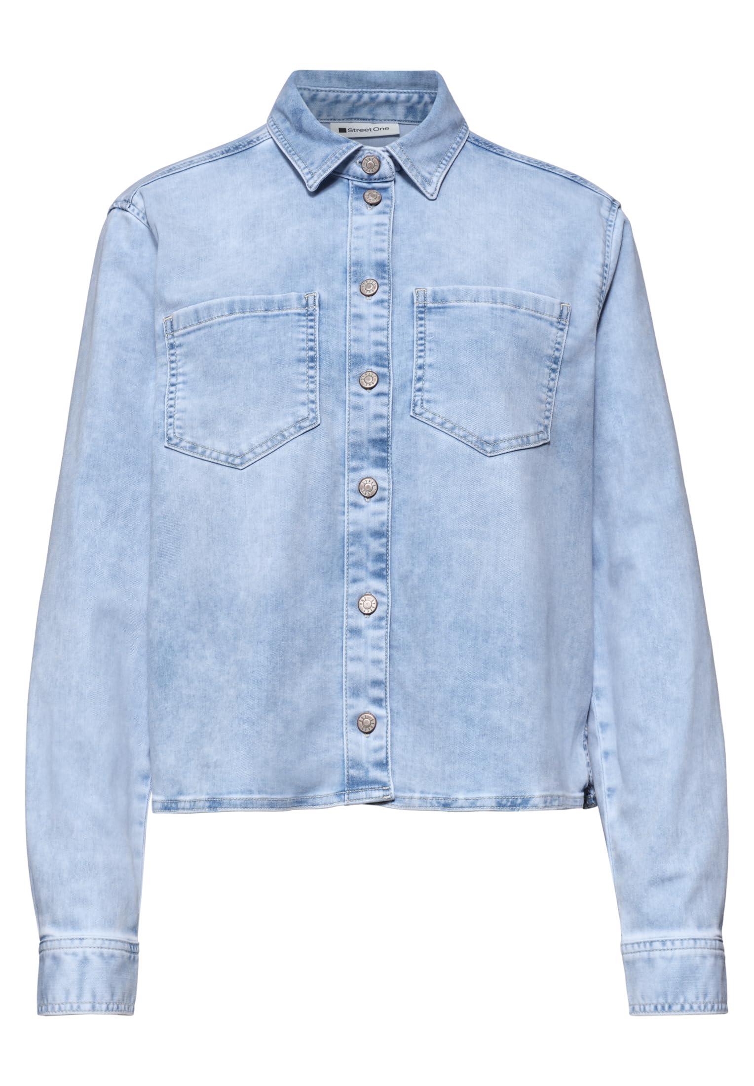 Street One Langarm Hemdbluse in Denim-Optik