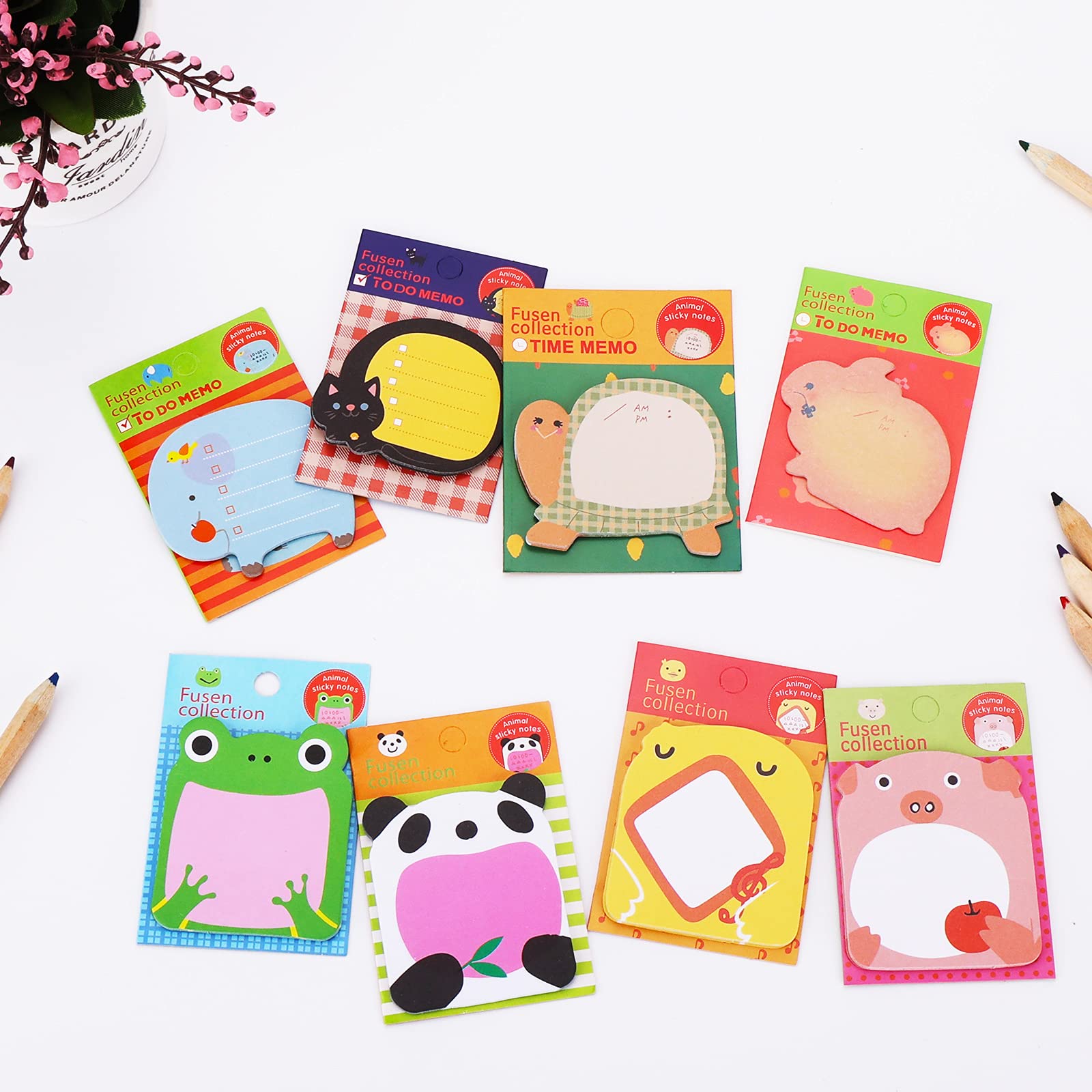 8 stks Cartoon Dieren Vorm Zelfstick Notes Memo Pads Ontbijt Notes Leuke Message Pad School Briefpapier Cadeau voor Kinderen Kantoorbenodigdheden