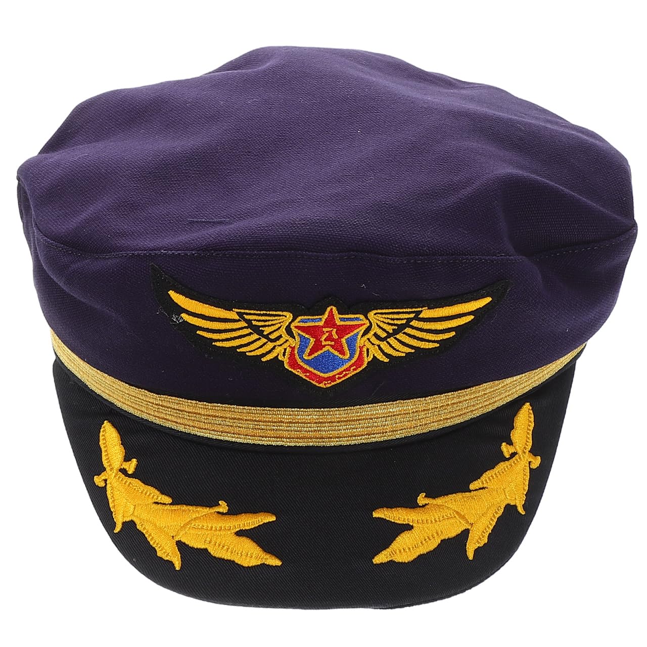 Didiseaon Captain Hat Sailor Cap Navy Blue with Gold Embroidery, Adjustable Yacht Boat Captain Hat for Performance Masquerade Cosplay Party Costume