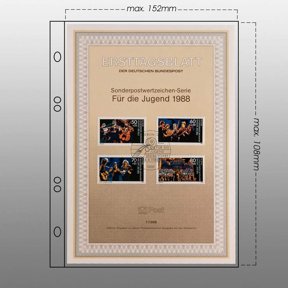 Prophila Album First Day avec 20 Poches pour Pages 1er Jour (FDS) Brun
