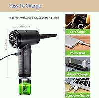 Vista 4 de Plumero eléctrico para limpieza – Soplador de aire comprimido inalámbrico y aspiradora 2 en 1 – Limpiador de polvo de alta potencia de 110000 RPM