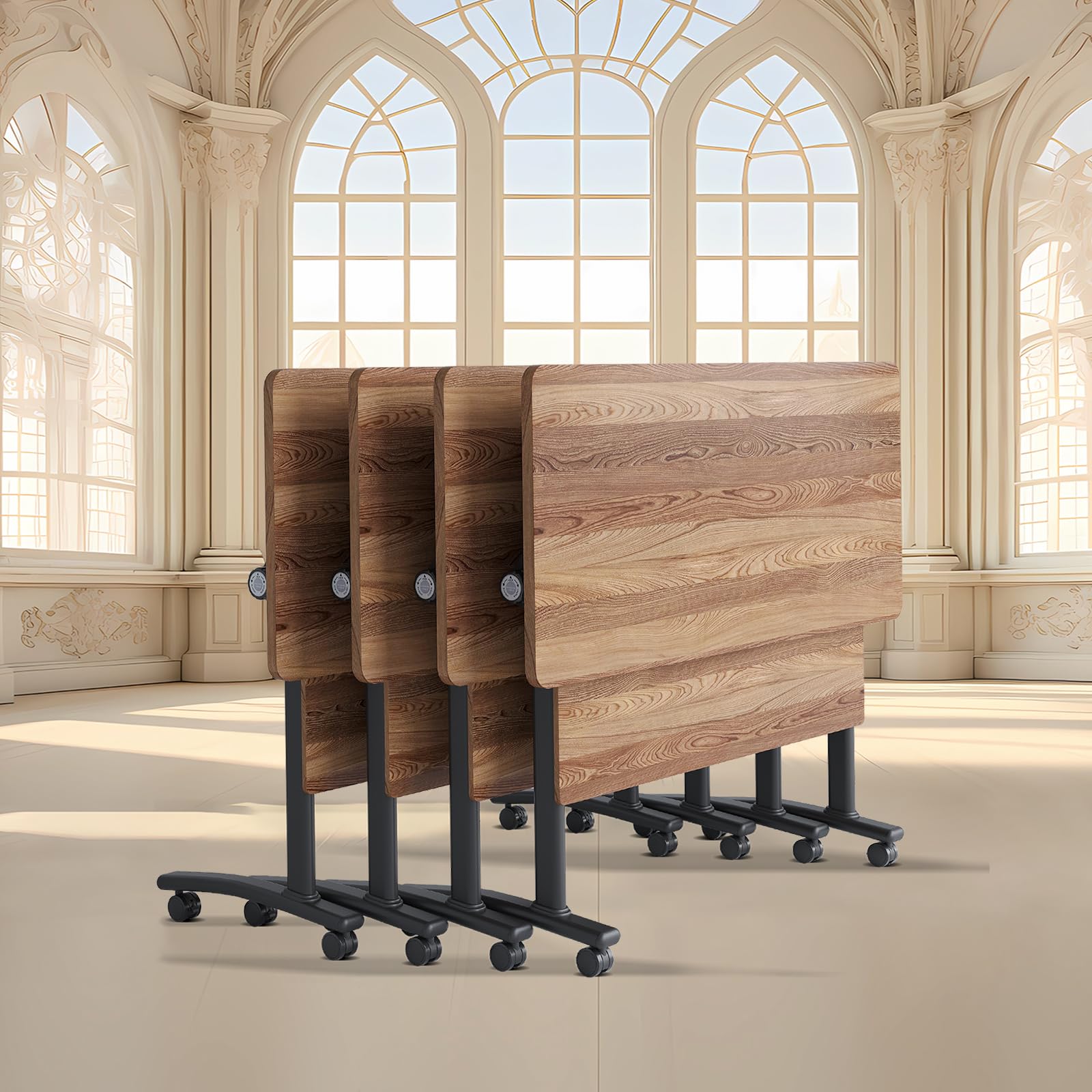 Yauehui Conference Room Table with Flip-Top Design for Dynamic Meetings, Business Table Computer Desk with Heavy-Duty Frame,Foldable Seminar Meeting