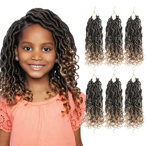 Cabello de ganchillo para niños de 8 pulgadas, 120 raíces rizadas, extensiones de cabello sintético de diosa para mujeres negras, trenzas de