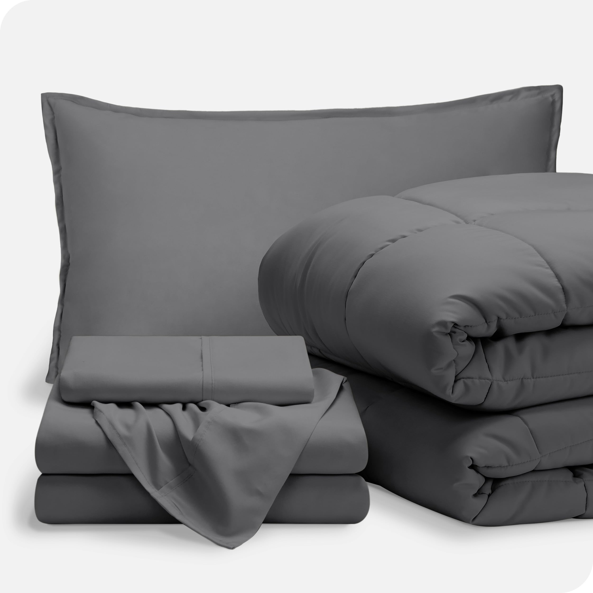 Bare Home Bed-in-A-Bag 5 Piece Comforter & Sheet Set - Twin Extra Long - Goose Down Alternative - Ultra-Soft 1800 Premium - Bedding Set (Twin XL, Coral/Coral)