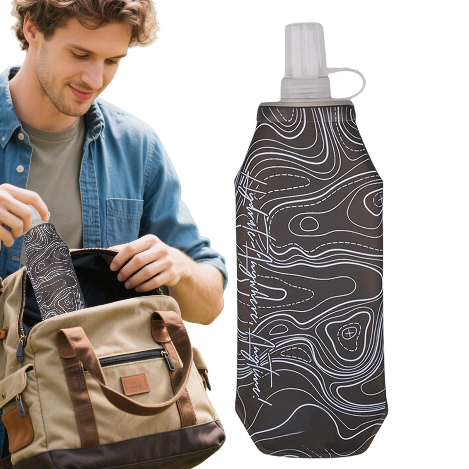 Travel Bottles | 携帯用 折りたたみ 水筒 - 軽量ソフトカップ サイクリング ハイキング キャンプ アウトドア バックパッキングに最適な再利用可能ボトル