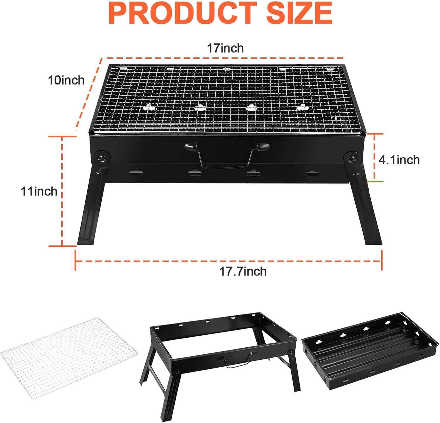 Portable Charcoal Grill, Barbecue Desk Tabletop Barbecue Grill, Mini Smoker Stainless Steel Folding Small BBQ Grill for Outdoor Cooking Camping Picnics Beach