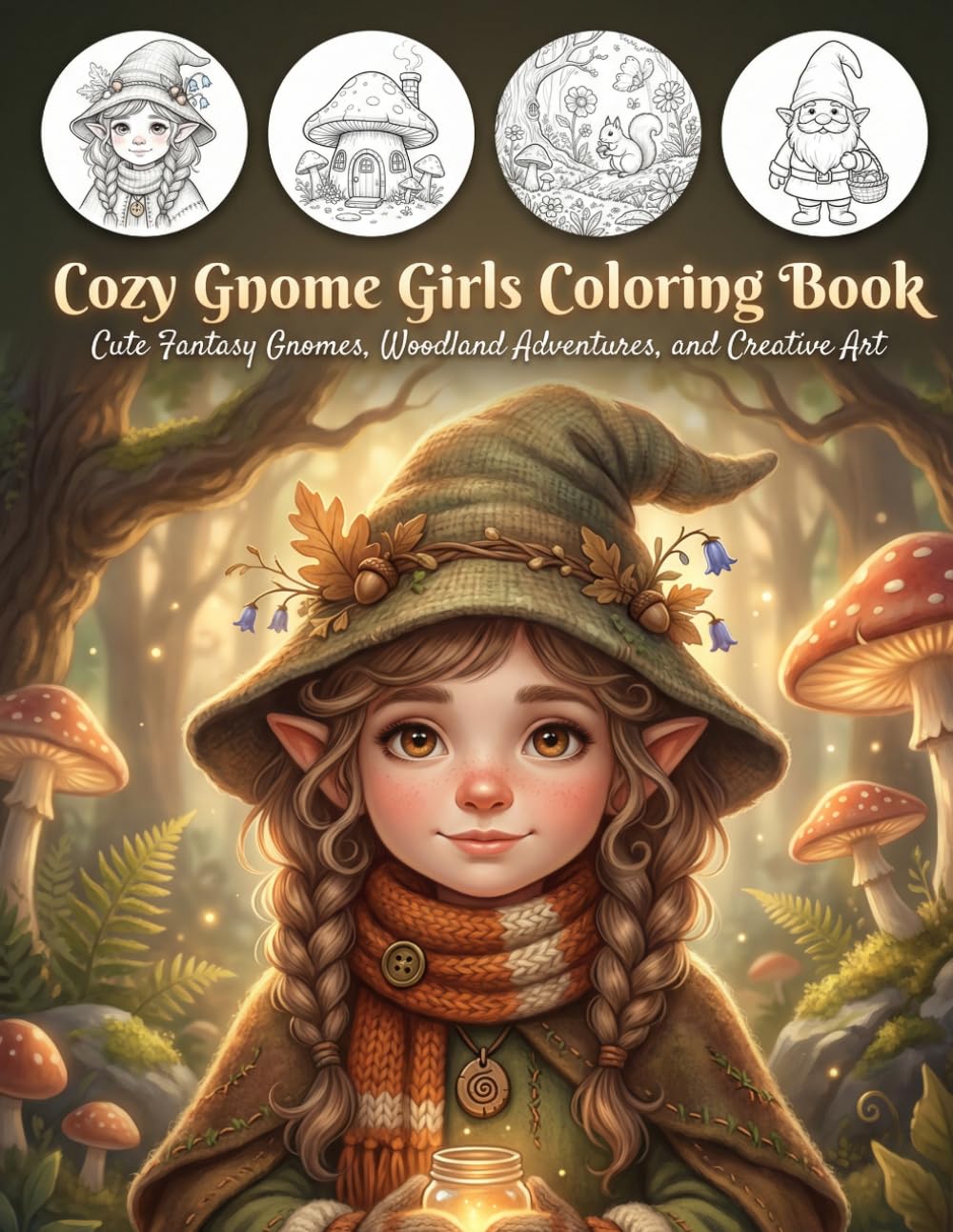 Cozy Gnome Girls Coloring Book: Cute Fantasy Gnomes, Woodland Adventures, and Creative Art