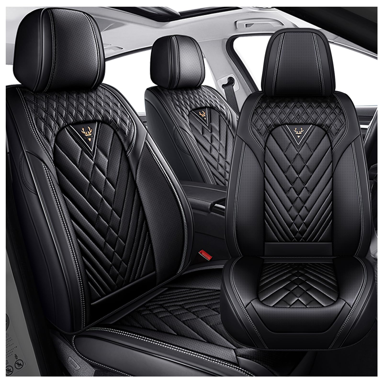 RAV4 Hybrid Seat Covers Custom Fit for Toyota RAV4 Hybrid 2016-2026, Waterproof Nappa Leather Car Seat Cover, Comfortable and Anti-Slip Front Seat Covers(2 Seats/Black)