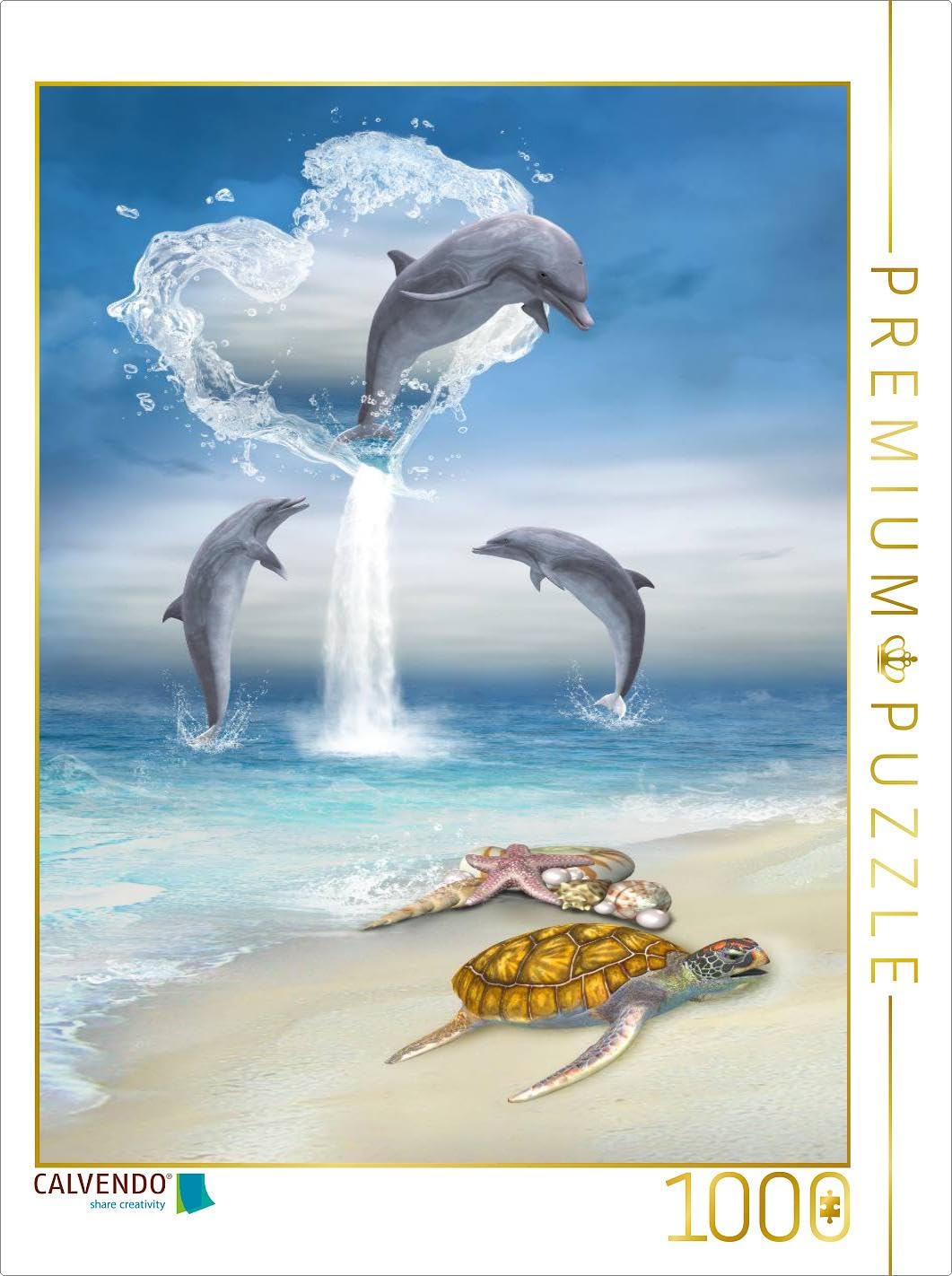 CALVENDO Puzzle Le cœur des Dauphins 1000 Pieces 48 x 64 cm from Simone Gatterwe