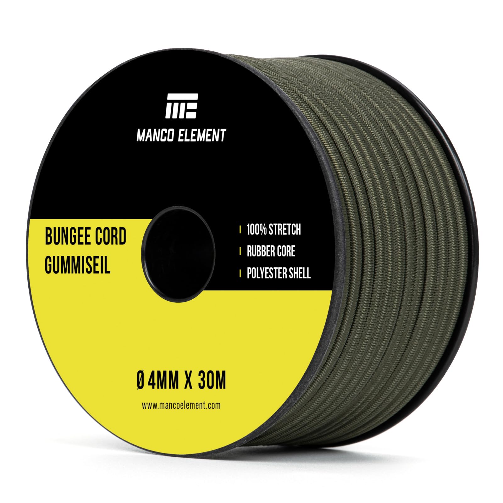 Manco Element Army Green Bungee Cord 4Mm X 30M Elastic Cord Shock Cord