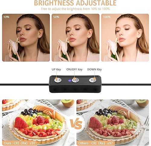 Miniatura 2 de Obeamiu Paquete de 2 varitas de luz LED de video, kit de iluminación USB de 5600 K con soporte de trípode de 80 pulgadas, luz de estudio portátil