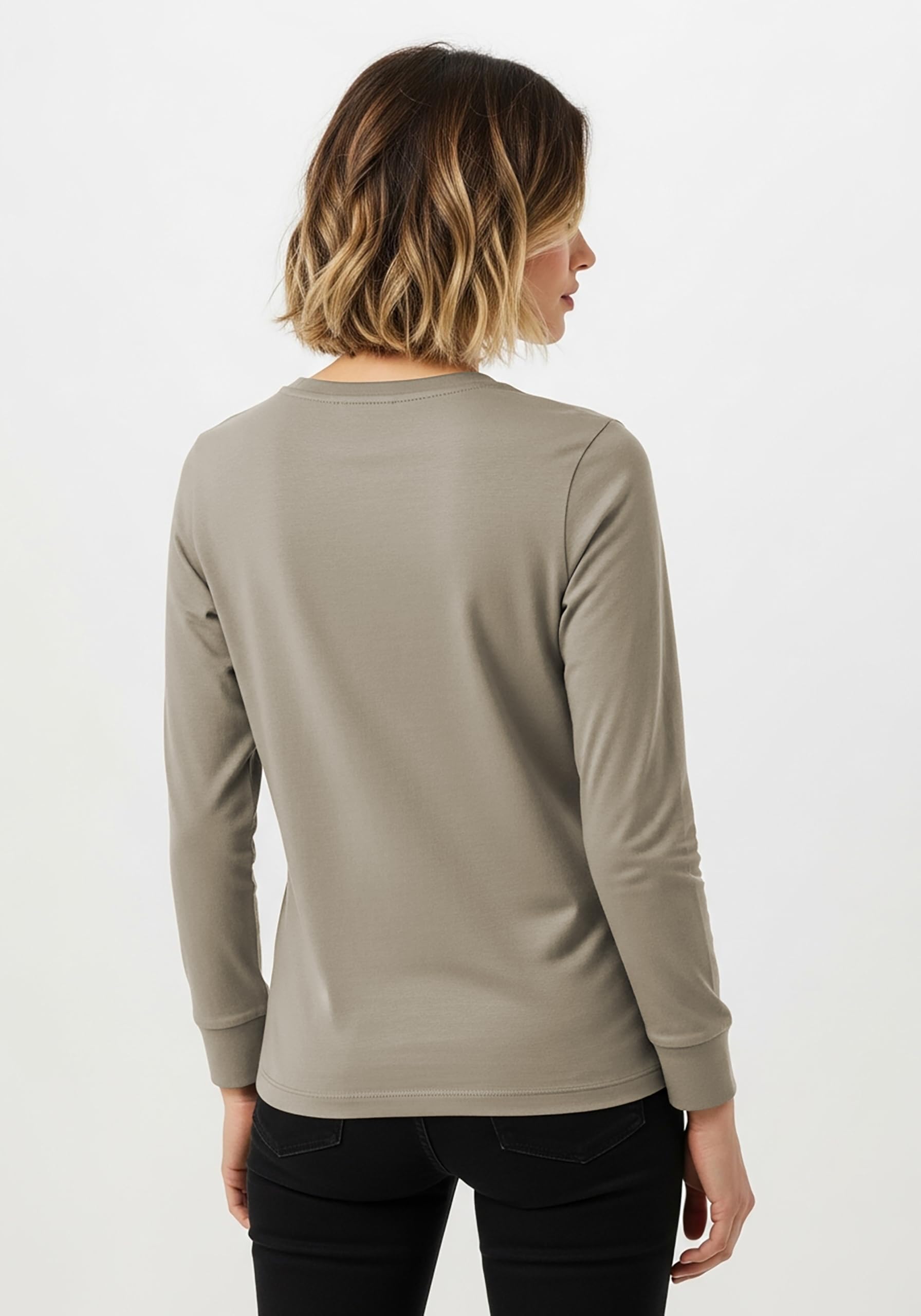 Sexy Basics Camiseta atlética de algodón elástica para mujer, camisetas de manga larga, varios paquetes de colores