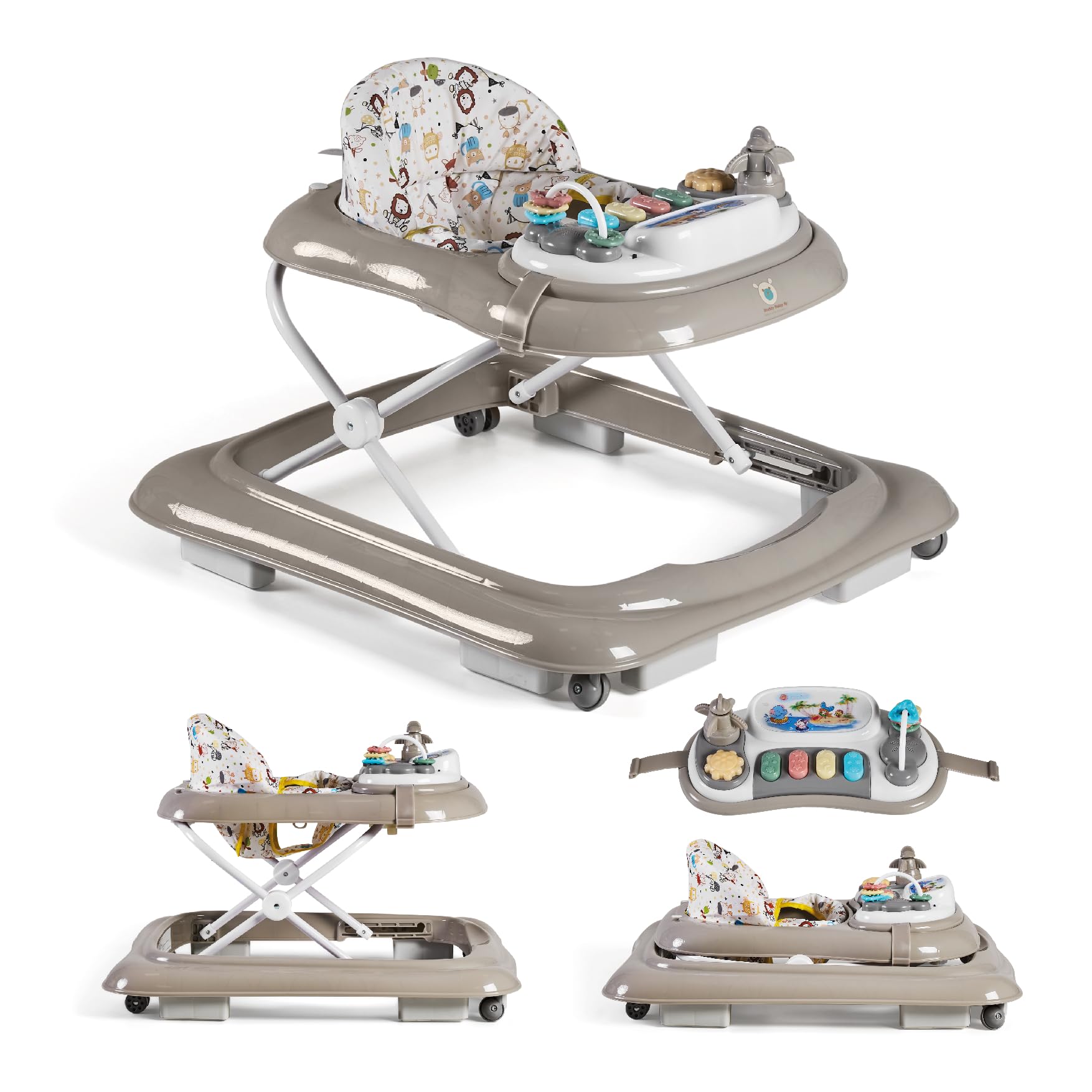 Buddy Baby Funny - Andador Bebe con Base Antivuelco - Incluye Bandeja De Sonidos Y Juegos (beige)