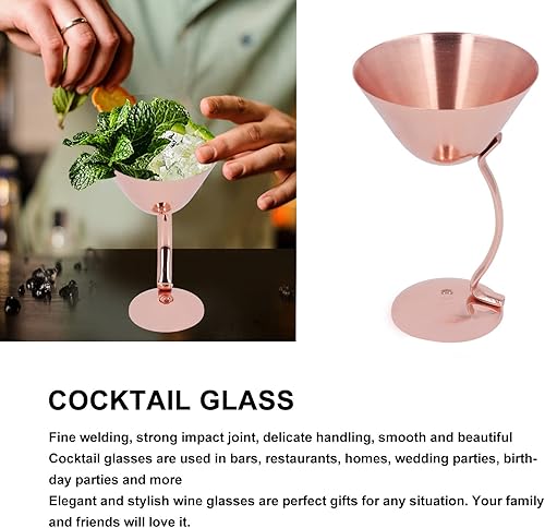 Miniatura 7 de Copa de copa antigua, copas de vino real, 5.1 fl oz de acero inoxidable, vidrio de Martini chapado en cobre, suministros de vidrio, exquisita copa